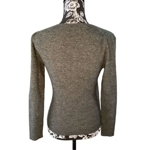 Ribbed Cross Front Sweater Everyday Casual School Workwear Gray Size M