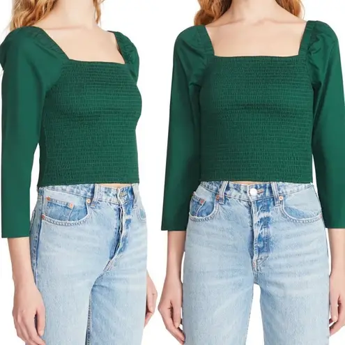 BB Dakota by Steve Madden Smocked Puff Sleeve Top Green Size XL