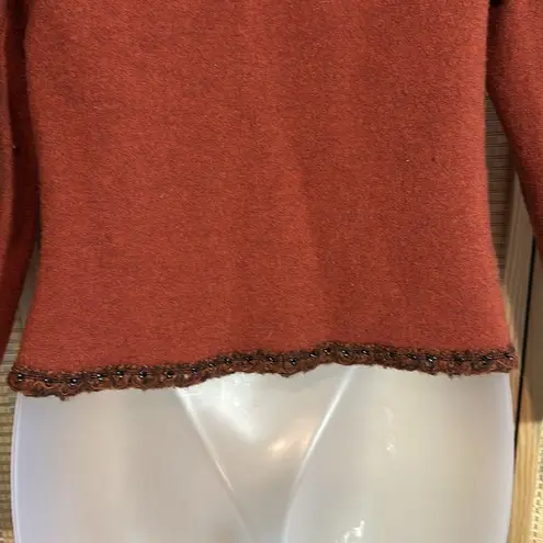 Mat Collection Orange Brown Beaded Cropped Pure Wool Jacket Blazer Small