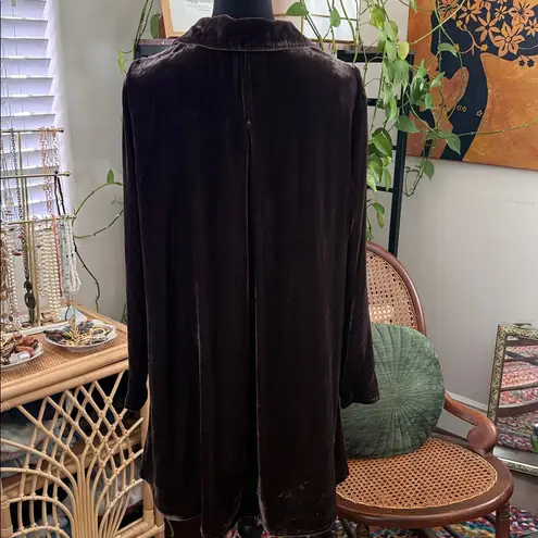 Lisa Bayne Chocolate Brown Crushed Velvet Button Up Tunic Top