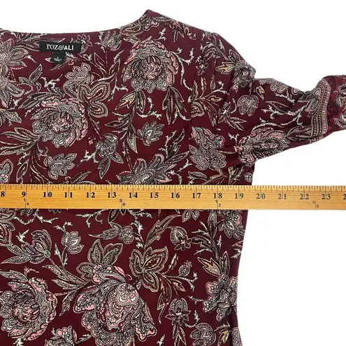 Roz & Ali Women's Maroon Pink Floral Shift Dress Size L