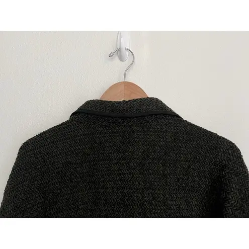 Jane Ashley Plus Cardigan 3X Moss Green Herringbone Knit Floral Button Oversized