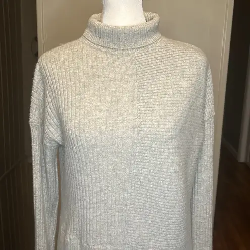 Summersalt The Luxe Cashmere Blend Funnel Neck Mix Stitch Sweater New Grey XS