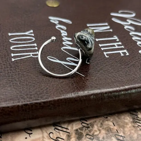 Unique HandCrafted Tumbled Green Moss Agate Bumpy Spot Swirled Oregon Coast Ring