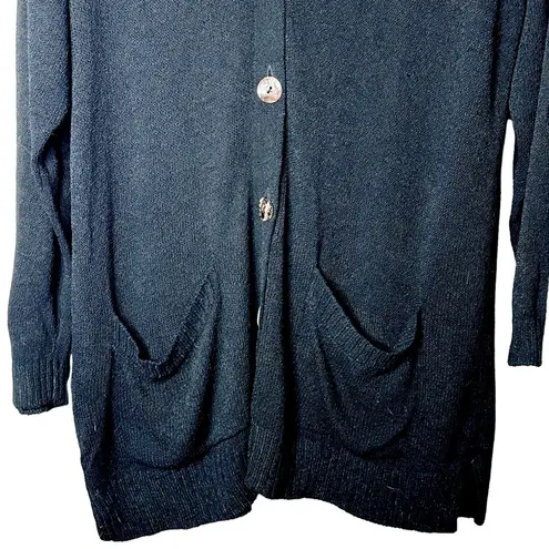 margaret o'leary Margaret O’Leary Black Viscose Blend Cardigan Sweater Button Up USA Dry Clean