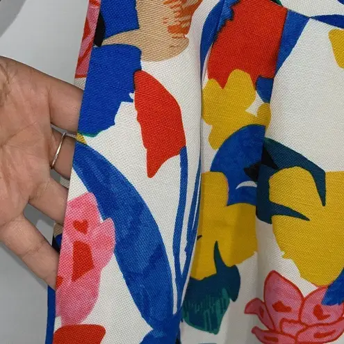 J.Crew Pintucked Midi Skirt Lined Morning Floral Size 8P Red