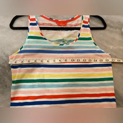 NWT Joules Colorful Rainbow Stripe Cotton Scoop Neck Bunny Tank Top Size 6 White