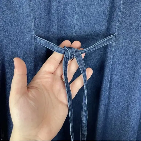 Vintage Bedford Fair Long Sleeve Button Front Denim Dress Women’s Large Petite Blue