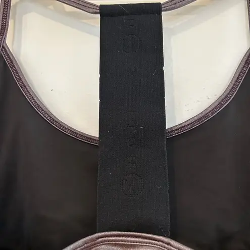 Noli Liquid Studio Sports Bra Sz Medium Racerback Metallic Shimmer Purple Black