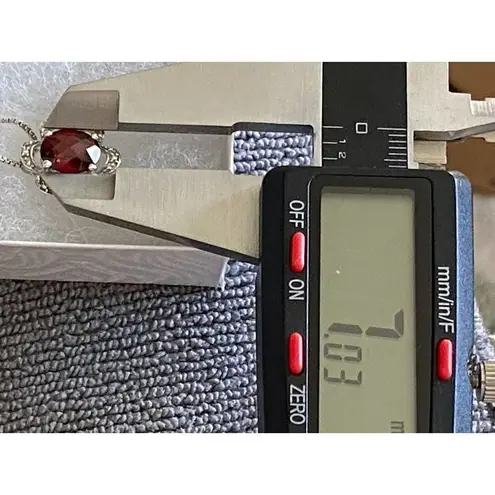 VTG Sterling Checkerboard Cut Garnet & Diamond Pendant w IJC Italy 18” Box Chain