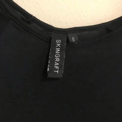 Skingraft Black w/ White Stripes Mini Shirt Dress Size S