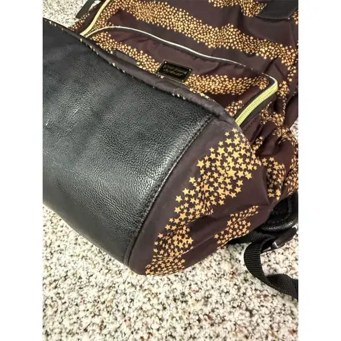 Betsey Johnson NYC Women's Brown Backpack Gold Accents Star Stripe Design