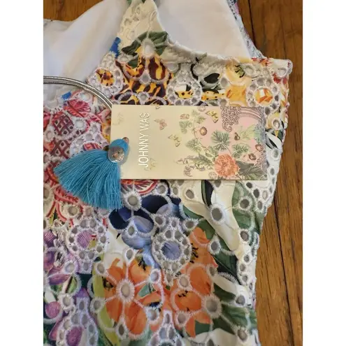 Johnny Was NWT Neon Jungle Eyelet One Piece Swimsuit Size Medium $228