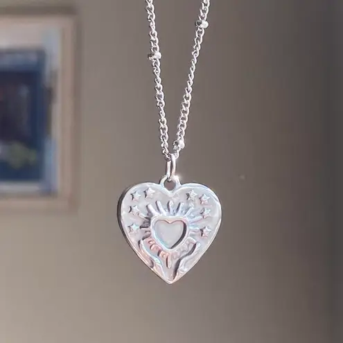 Handmade stainless steel celestial whimsical boho heart necklace🌟