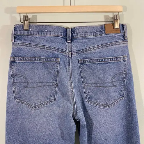 American Eagle Women Blue Slit Hem High Rise 90's Bootcut Jeans Size 8