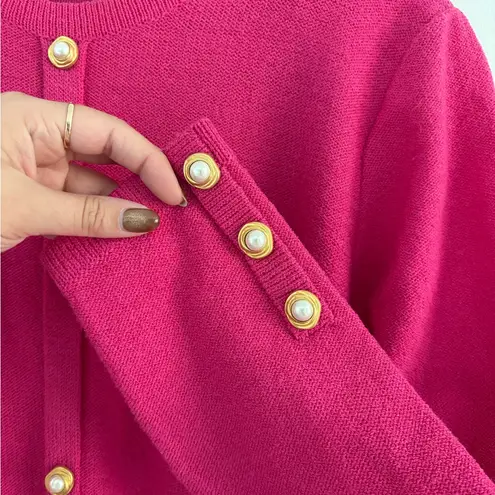 Vintage 80s Bright Pink Dunollie Looms Ruffle Hem Knit Dress Size 10