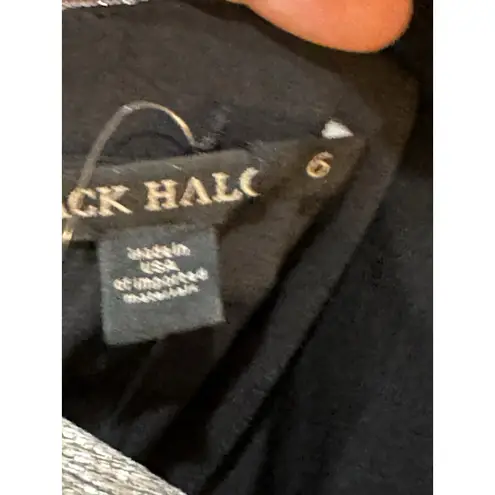 Black Halo Iron Glow Metallic Dress Size 6 Cutout Back Long Sleeve Bodycon