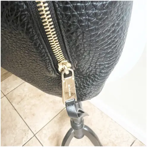 Michael Kors  Viv Black Pebbled Leather Top Handle Drawstring Zipper Backpack