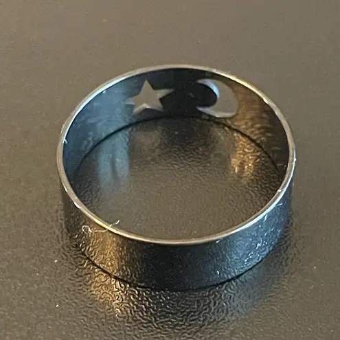 The Moon and Star stainless steel black ring size 10.5