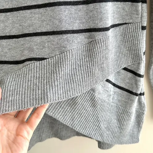 Miami Black Striped Crewneck Grey Pullover Sweater, Tulip Front, Size Medium