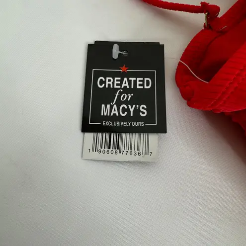 California Waves RED Juniors' Ribbed Side-Tie Bandeau Bikini Swim Top Size S NWT