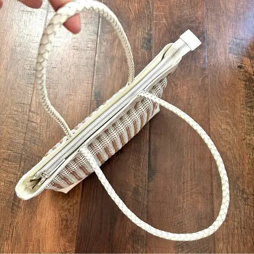 FALOR white/beige basketweave leather bag, made in Italy