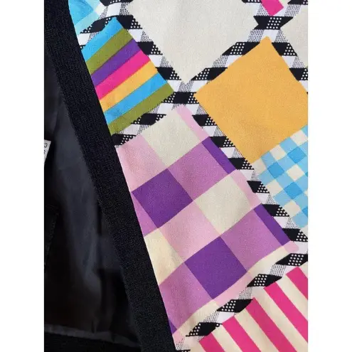 VTG New Koos Of Course M Cardigan Sweater Jacket Silk Black Madras Plaid Pink Size M