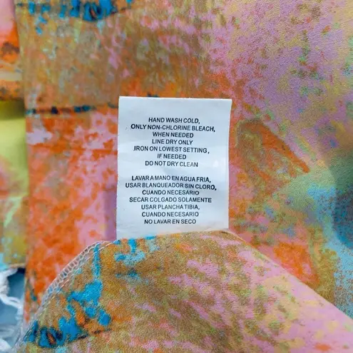 GIANNI BINI GB Fringe Tassel Short Sleeve Colorful Cover Up Cardigan Sz M Orange Size M