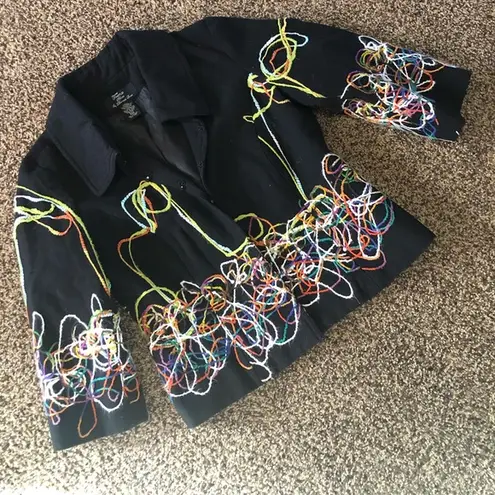 Trenz Petite Wool 90’s Bolero Jacket Fun Yarn Tangles Medium Black Size undefined