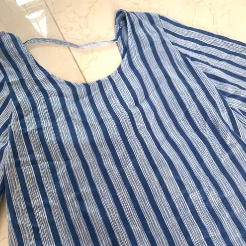 Drew  NWT $166 Jean/Ivory Striped Blouse Sz M