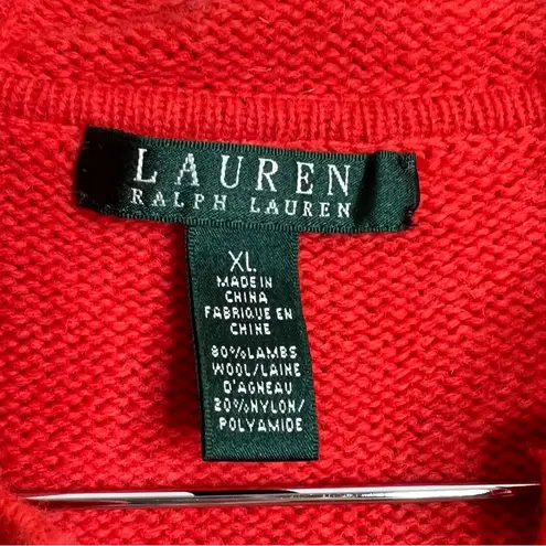 Lauren Ralph Lauren Lamb’s Wool Hooded Sweater Coat Horn Toggle Buttons Wmns XL