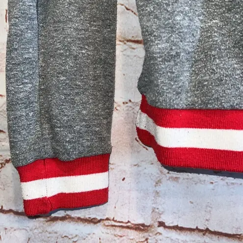 Marine layer Sweater Women Small Gray Jenny Crew Sweatshirt Red Stripe Heathered