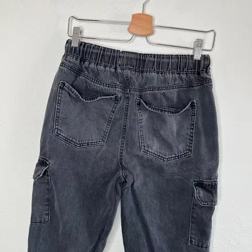 SO  Juniors Super High Rise Black Cargo Jogger Drawstring Denim Jeans Size 5/27 - Image 3