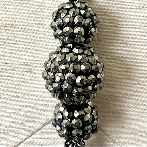 BlackĀ silver chain long necklace with rhinestoneāballs