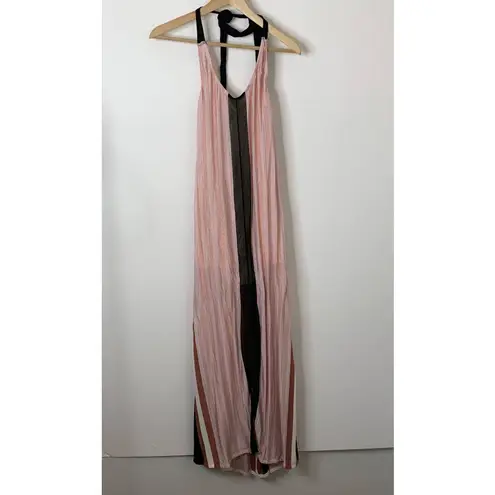 PilyQ Swim Papaya Faith Long Maxi Dress Womens XS Small Striped Pink