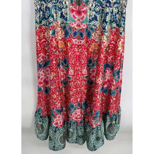 Avenue High Low Beachy Maxi Dress Womens 14/16 Pink Blue Beaded Tassels
