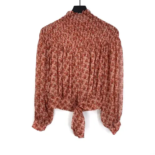 Bardot Cyrus Long Sleeve Smocked Blouse Rose Bloom S?