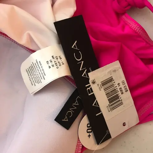 La Blanca Island Goddess Twist Tie Back Tankini Top Tummy Control Pop Pink 16