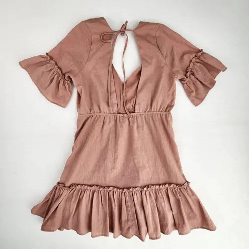 Lulus Sunshine Daydream Rusty Rose Short Sleeve Cutout Mini Dress Size L Pink Size L