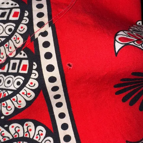 Leidirose Red Paisley Print Dress Short Sleeve Vintage Made in Philippines Size M