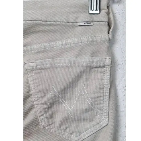 Mother The Looker Crop Hopscotch Corduroy Pants in Ivory Size 24 Gray