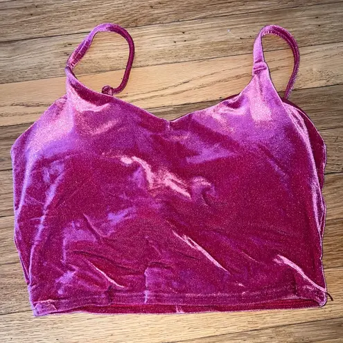 Athleta Pink Velvet Elation Leggings & Cropped Tank Top with Built In Bra Size S