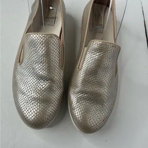 FitFlop Gold Metallic Slip-On sneakers shoes 8.5 reptile snake print