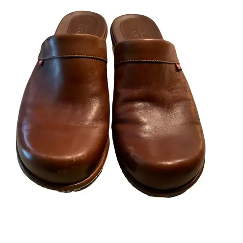 Ecco  Brown Leather Clog Mules - Size 39