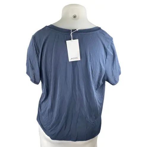 Monki NEW Women's Blue Crewneck Short Sleeve Casual Crop Tee T-shirt Top Sz XXL