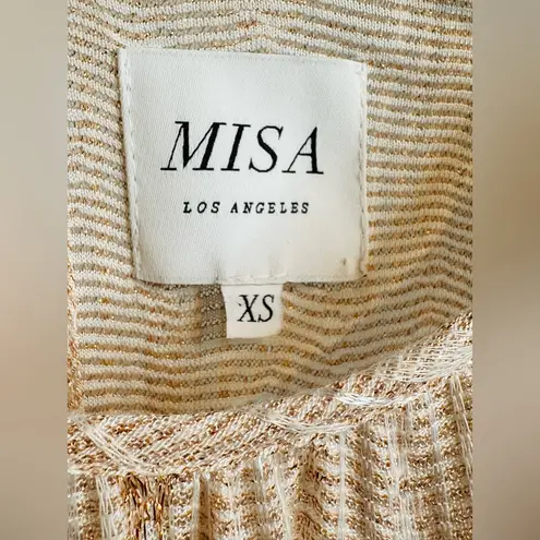 MISA Los Angeles Katia Metallic Rose Gold Stripe Mini Dress Size XS