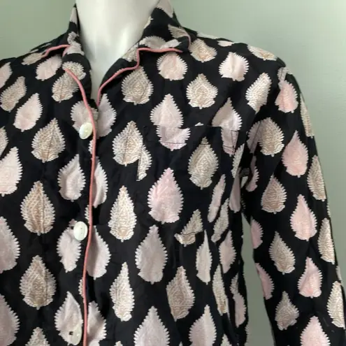 Roberta Roller Rabbit  Black Orange Paisley Printed Pajama Top