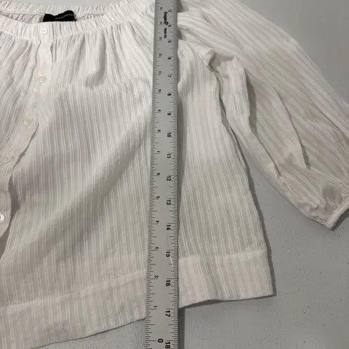 Atmosphere Crop Off Shoulder Top Blouse Women's Size 8 White Stripes Cotton