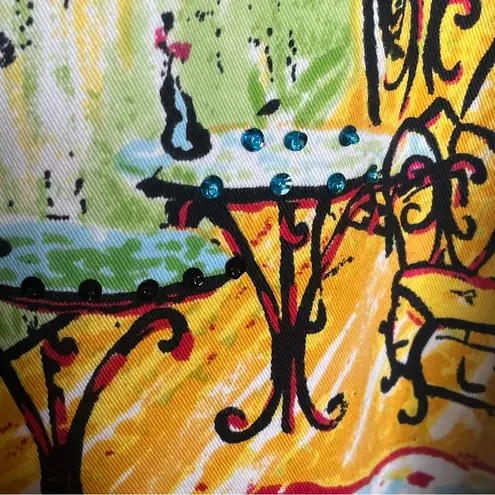 Graff By Um Company Sz L Colorful Street Cafe Scene Jacket Blazer Size L