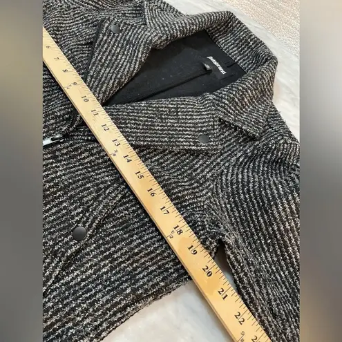Betabrand Tweed Moto Zip Jacket Coat Stripe Black Gray Wool Blend Women’s Size M